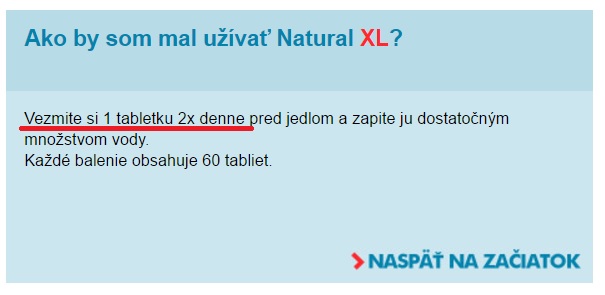 užívanie Natural XL